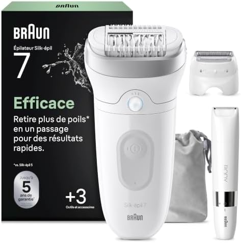 Epilateur Electrique Femme Silk Epil 7 7-441, Gris et Blanc