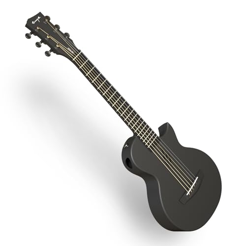 Enya Nova Go Mini Guitar - Acoustic Guitar Black 1/4 Size Carbon Fiber Travel Guitar for Adults Beginners Starter Set Music Education for Children Easter Birthday Christmas Gift