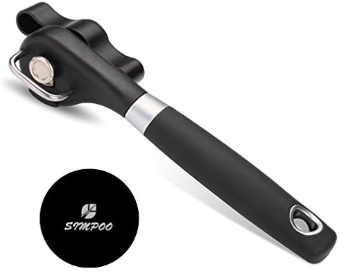 Simpoo Can Opener, Restaurant Manual Can Jar Opener, Good Grips Smooth Edge Can Opener, 1-Pack Stainless Steel Ergonomic Anti Slip Can Opener (Black) &amp; 1-Pack Non-Slip Silicone Jar Opener