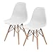 IRIS Mid-Century Modern Shell Chair with Wood Eiffel Legs, 2 Pack, Cotton White