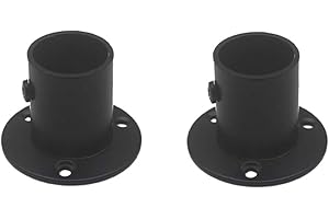 NELXULAS Classic Black Stainless Steel Closet Rod Flange Holder for Pipe (1-1/4")