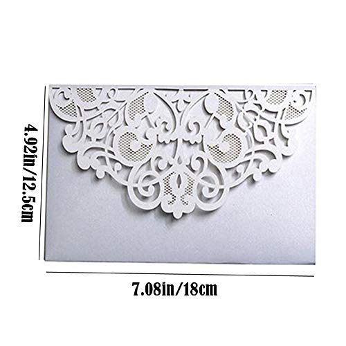 10 Pack Wedding Invitations Cards Kit, Hanhan 3 Folds 5x7'' Laser Cut Flora Lace Invitation Cards Cover Holder Pocket for Wedding Bridal Shower Engagement Birthday Graduation Invitation - Thumbnail 2