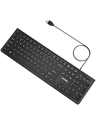 VicTsing - Teclado con cable para membrana con 104 teclas, Negro