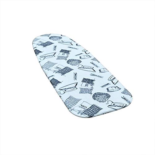Duwee 12"x32" Heat Resistance Metallic Table Top Ironing Board Cover Durable Thicken Felt Material Padding, with Elastic Cord, Easy to Handle and Fits Board Beautifully (Iron Pattern B)