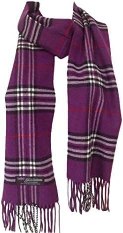 Memory Wear 100% Cashmere Plaid Scarf, Super Soft - Purple