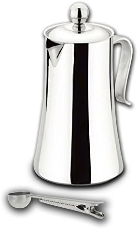 Tea Commission French Press Style Tea/Coffee Pot, Server, 1.5 Liter includes measuring spoon/bag clip, Stainless Steel, Eco-friendly Gift for Superior Quality Drinks at Home