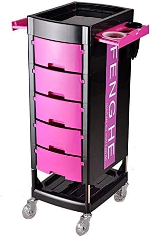 YLTTZ Retro Salon Hairdressing Trolley Hairdresser Barber Beauty Storage Hair Spa Roller Cart Salon Tray with 5 Pullout Golden Drawers