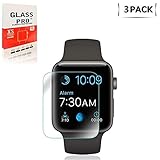 [3-Pack] Apple Watch 38mm Tempered Glass Screen Protector - Linboll [Only Covers the Flat Area] Anti-Scratch, 9H Hardness, Bubble Free Screen Protector for Apple Watch 38mm