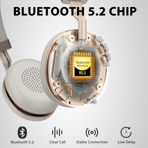 Wireless Headphones with Mic, Bluetooth Headset with Microphone Noise Canceling & Charging Base, Wireless Headset with Microphone Mute for PC/Teams/Zoom/Call Centers/Smartphones