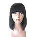 Enoya Human Hair Bob Wigs with Bangs Brazilian Yaki Machine Made Glueless Short Wigs (12