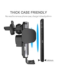 Soporte de cargador de coche inalámbrico Qi certificado de carga rápida con abrazadera automática de 7,5 W 10 W, rejilla de ventilación compatible con iPhone Xs MAX XS XR X 8 8+, Samsung Galaxy S10 S10+ S9 S9+ S8 S8+
