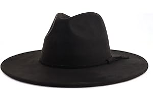 LIDHAY Big Wide Brim Fedora Hats for Women Men Western Suede Hat Large Felt Panama Hat Rancher Hat