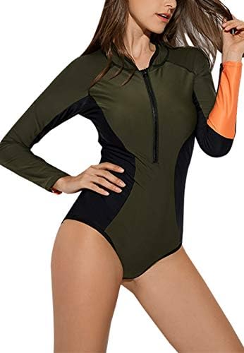 Diliflyer Women's Long Sleeve Rashgaurd Modest One Piece Swimsuit Bathing Suit