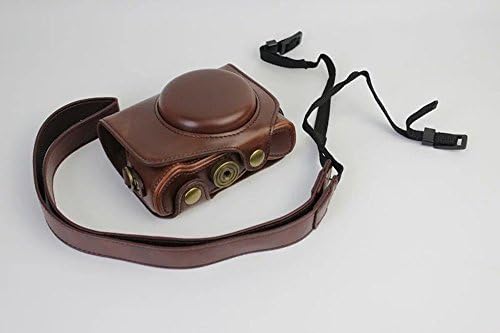 PU Leather Camera Case Bag With Strap For Canon PowerShot G7X Mark II--Coffee