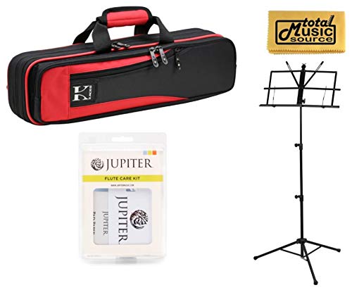 Kaces KBO-FLRD Lightweight Hardshell Flute Case, Red, Home Bundle