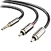 J&D 3.5mm to RCA Cable, Gold-Plated 3.5mm Male to 2RCA Male Stereo Audio Adapter, Heavy Duty Shielded Aux Cable for Home Theater, Speakers, Turntable, TV, Soundbar, 20 Feet