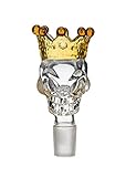 Skull Crown Glass Herb Holder Smoking Bowl (14mm Male Clear Yellow Crown)