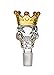 Skull Crown Glass Herb Holder Smoking Bowl (14mm Male Clear Yellow Crown)