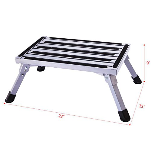 Idealchoice Aluminum Folding Platform Steps,Portable RV Step Stool, Folding Platform Stools Portable Ladder for Trailer,Vehicle - Thumbnail 4