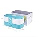 LookBack Leakproof Bento Lunch Box - Stainless Steel Silverware and 2 Layers Lunch Box, BPA Free, Blue
