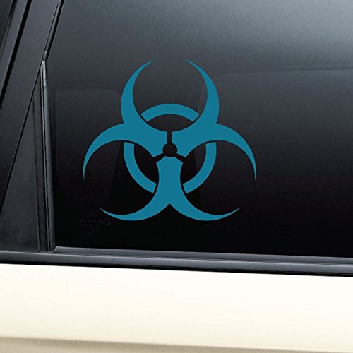 Biohazard Symbol Zombie Vinyl Decal Laptop Car Truck Bumper Window Sticker - Teal