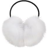 Harssidanzar Real Fox Fur Earmuffs With Adjustable Band,Furry Fluffy Ear Warmer Outdoor Ear Covers for Cold Weather HL307US