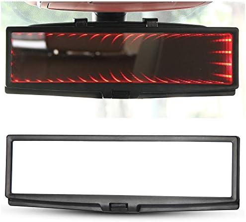 WINUNITE Rear View Mirror for Car, Universal Fit 11'' 3D Lights Interior Clip On Panoramic Rear View Mirror Wide Angle Rear View Mirror(11.4" L x 3.5" H)