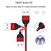 Magnetic USB Type C/L/Micro USB Charger Cable for Android, QC 3.0 Phone Fast Charging Cable with LED, 3 in 1 Adapters Quick Charge Cord Nylon (Red)
