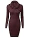 Doublju Cowl Neck Ribbed Knit Fitted Sweater Dress (Plus size available)