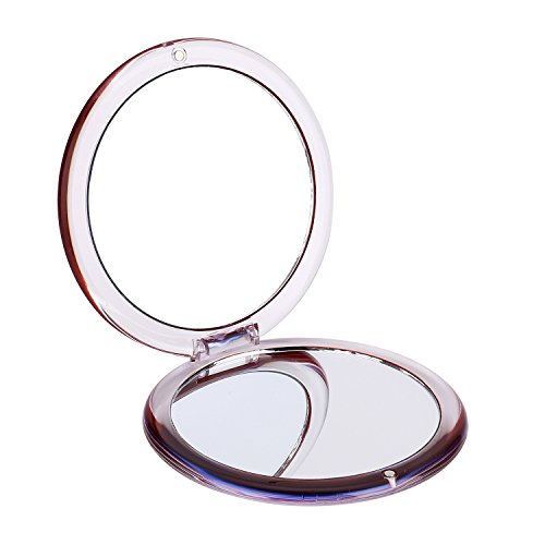 Catmicoo 7X Magnifying Mirror & 1X Mirror,3.5" Wide,Round Compact Travel Mirrors (Burgundy)