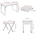 Finether Portable Folding Table Sturdy And Lightweight Steel Frame Legs with 4 Folding Chairs, 4 Adjustable Heights feet, for Indoor/Outdoor Use,Camping Picnic, Party Dining, White