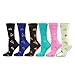 Young Adult Girls School Socks Fun Novelty Floral Design Trouser Socks 6-Pair Crew (Rosebud)
