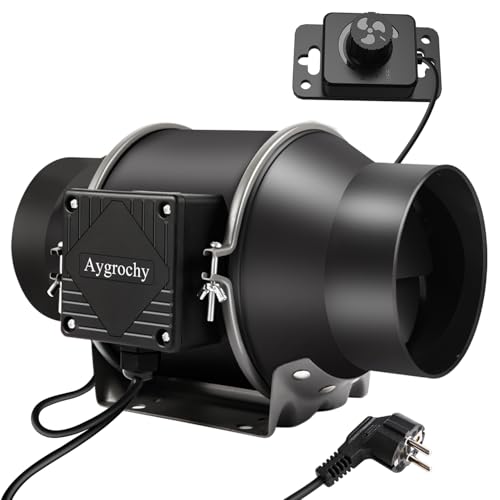 Aygrochy 150mm Air Extractor 688m³/h with Variable Speed Controller, for Heating, Cooling, Booster, Grow Tents, Hydroponics Ventilation and Exhaust Fan