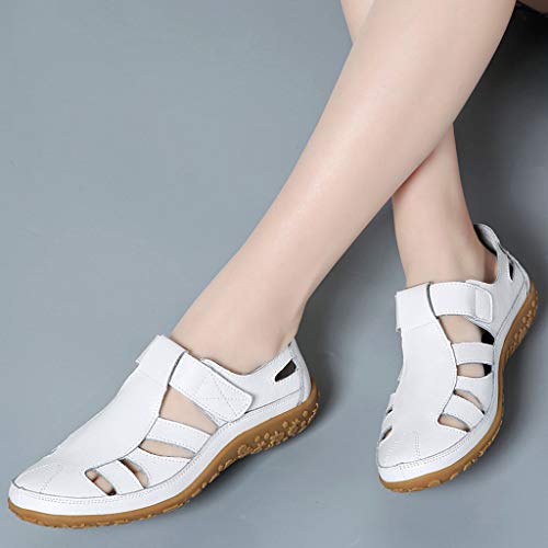 Women Soft Sandals,â¤ï¸FAPIZI Retro Closed Toe Versatile Flat Shoes Casual Comfy Breathable Walking Trekking Shoes Sandals White