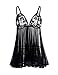 Buauty Womens Lace Babydoll Lingerie Deep V-Neck Spaghetti Strap Nightdress,Black,XXX-Large