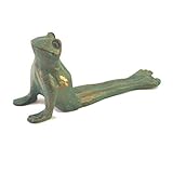 Frog Design Cast Iron Door Stop Wedge Green & Bronze 3.25