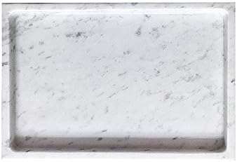 MEDA BLOOMS White Rectangular Marble Tabletop Tray, Vanity Kitchen Bathroom Storage Organizer