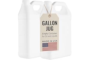 kitchentoolz Empty Gallon Jugs with Caps - Plastic F-Style HDPE Container with Secure Seal Lid - Liquid Storage, Oil & Water Transport Reusable Bottle - Pack of 2