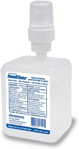HandClens Alcohol-Free Instant Hand Sanitizer 1000ML Cartridge, Hypoallergenic-Color Free-Fragrance Free, 33.8 fl oz.