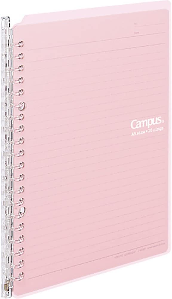 Kokuyo Campus Smart classeur à anneaux A5 20 bagues Rose Clair