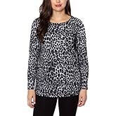Mario Serrani Womens Crewneck Animal Print Top