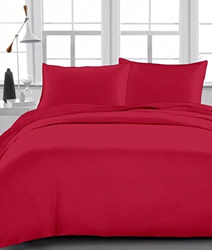 Linen Park 300 TC Egyptian Cotton Sheet Set 4pcs (+15 Inch) Pocket Depth Burgundy Solid (Olympic Queen Size)