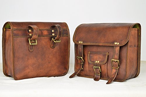 2 X Motorcycle Side Pouch Brown Leather Side Pouch Saddlebags Saddle Panniers ( 2 Bags )
