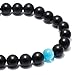 Men Bracelet-Natural Genuine Matt Black Agate Gem Bead, maxin 8MM Healing Power Crystal Elastic Bracelet
