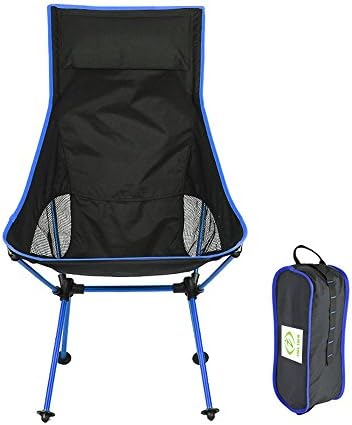 INLINS Lightweight Portable/Collapsible Folding Backpacking Chairs with Pillow, Perfect for Hiking/Fishing/Camping, Heavy Duty(Supports up to 300 Ibs) (Blue)