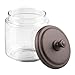 mDesign Bathroom Vanity Storage Organizer Canister Jar and Toothbrush Holder for Cotton Swabs, Cotton Rounds, Cotton Balls, Makeup Sponges, Bath Salts and Toothbrushes - Set of 2 - Bronze