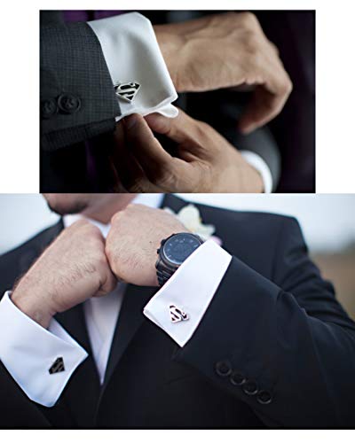 Zealmer 316L Stainless Steel Super Hero Cufflinks for Mens Shirt 1 Pair