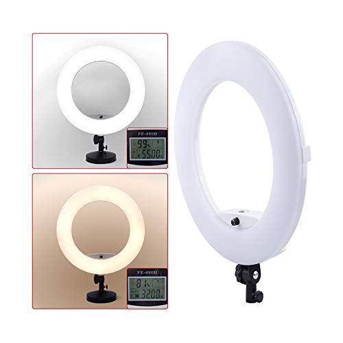 Yidoblo 96W 18" LED Ring Light Kit FE-480II White Photo Video Portrait Selfie Makeup YouTube Lighting Bicolor with Remote, Phone/Camera Holder, Mirror, Light Stand, Batteries&Chargers, Carry Bag - Thumbnail 7