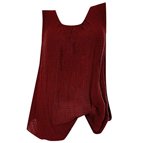 image for NRUTUP Tank for Women Cotton Linen Sleeveless Baggy T-Shirt Loose Vest