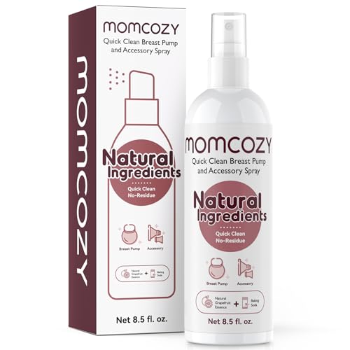 Momcozy Portable Breast Pump Cleaning Spray, Effective Milk Fat Removal & Residue-Free, Natural Grapefruit Scent, Pump Spray for Breast Pump or Accessories, and Other Baby Products, 8.5 Fl Oz